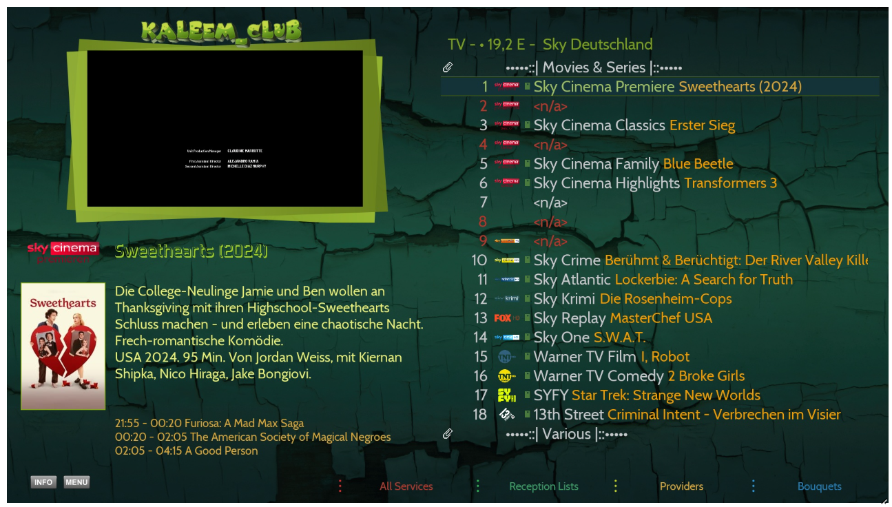 Channels List Menu